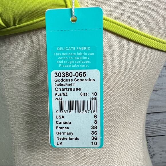 Seafolly 6 Goddess Separates Fixed Triangle Bikini Top Mesh Yellow Charteuse - Picture 8 of 10